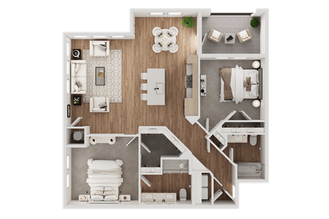 Floor plan for 2 beds, 2 baths, 1175 sqft